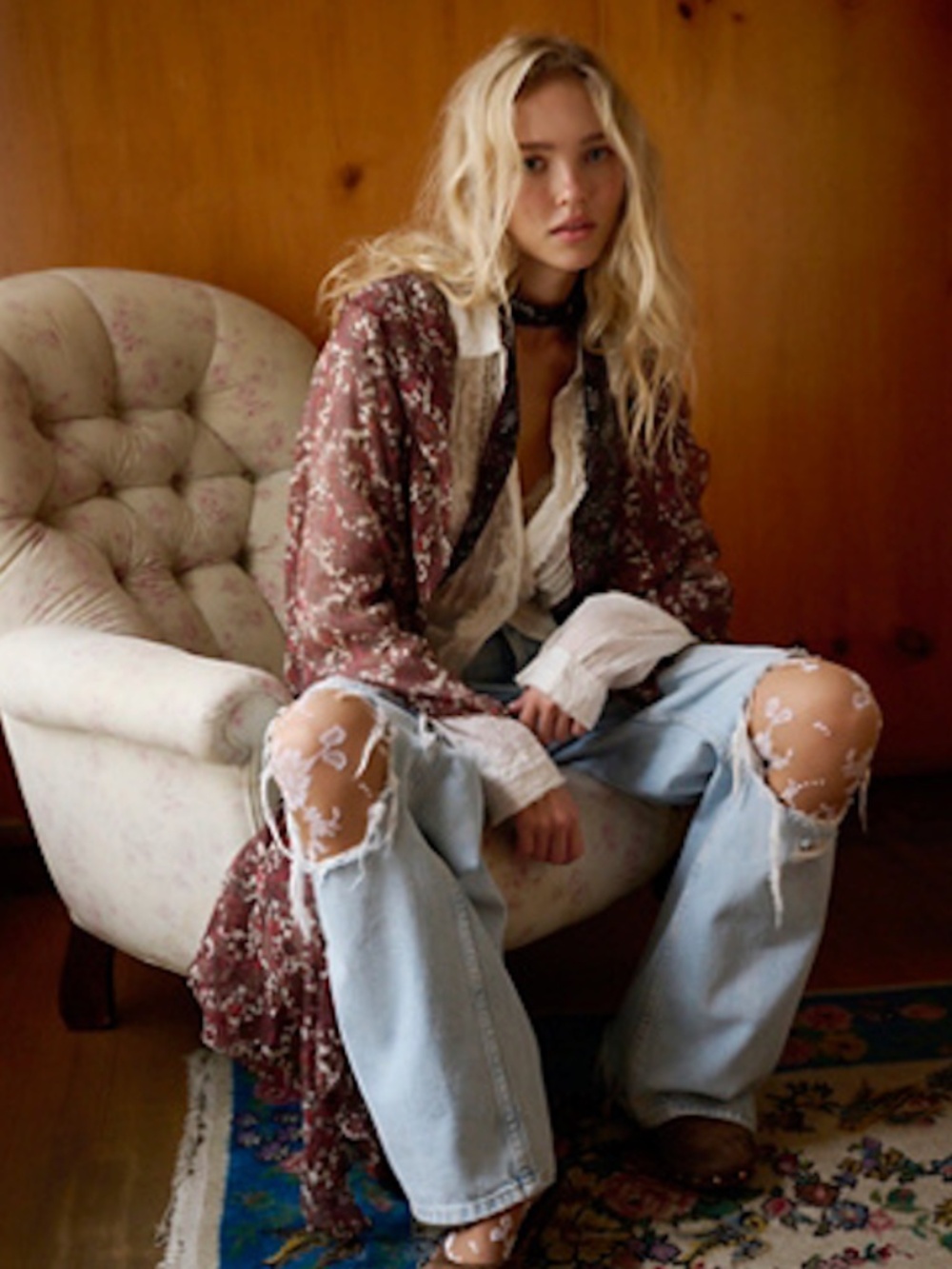FREE PEOPLE PRINTED HIGH LOW DUSTER